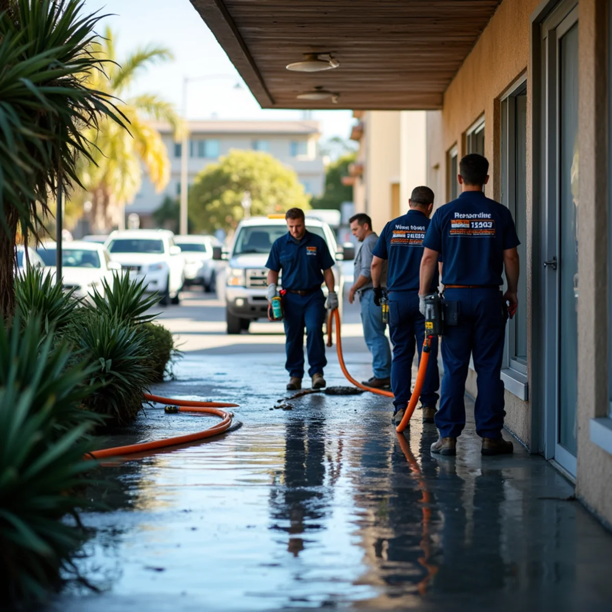 Commercial Water Damage technician working inside a San Carlos property