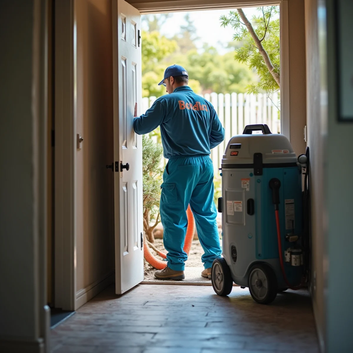 Mold Removal & Remediation technician working inside a San Carlos property