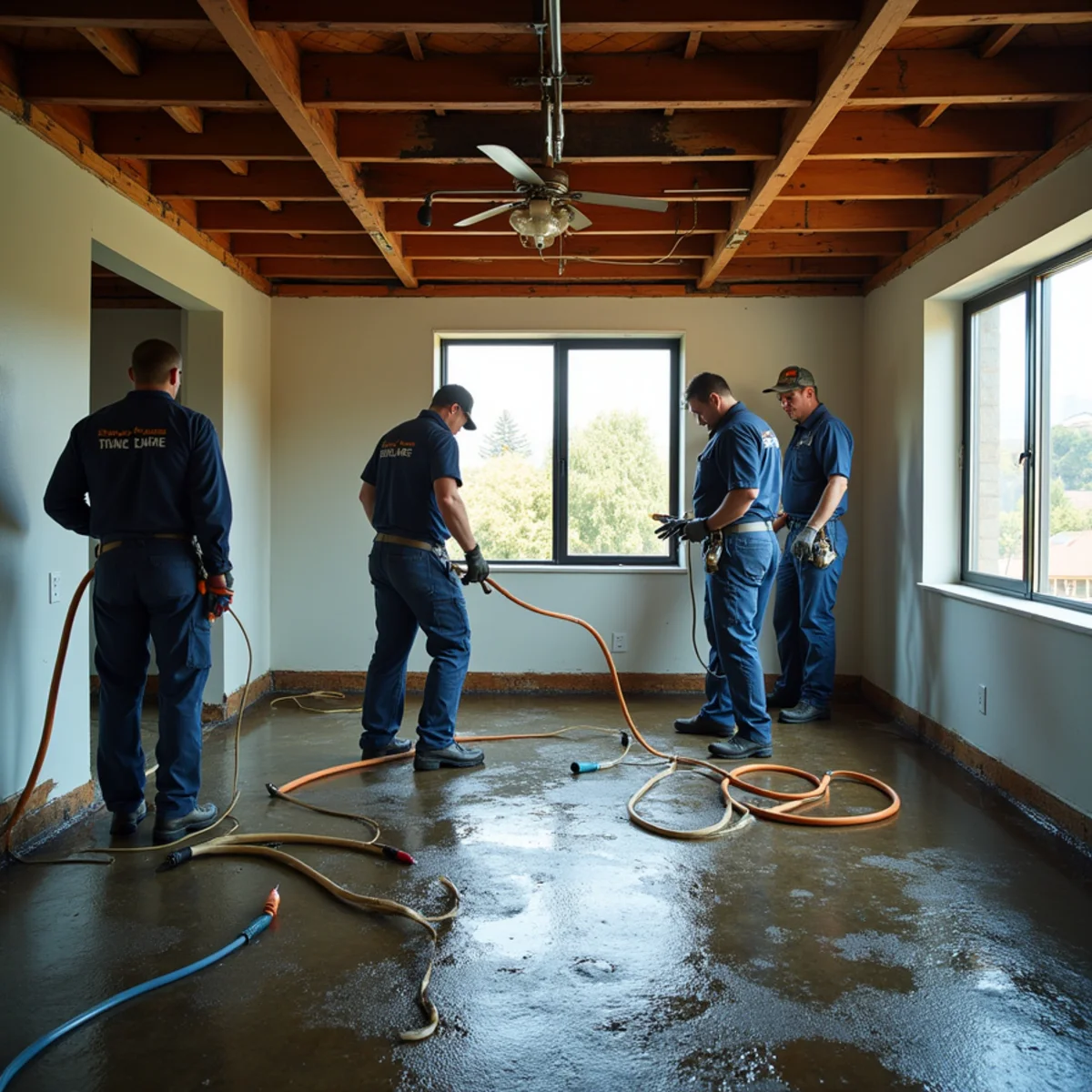 Roof Leak Water Damage technician working inside a San Carlos property