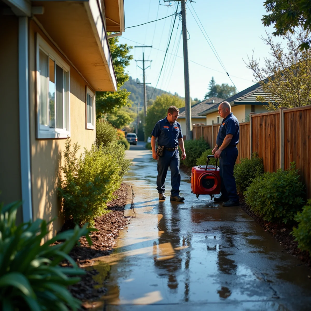 Water damage restoration response at a Alder Manor / Melendy, San Carlos property