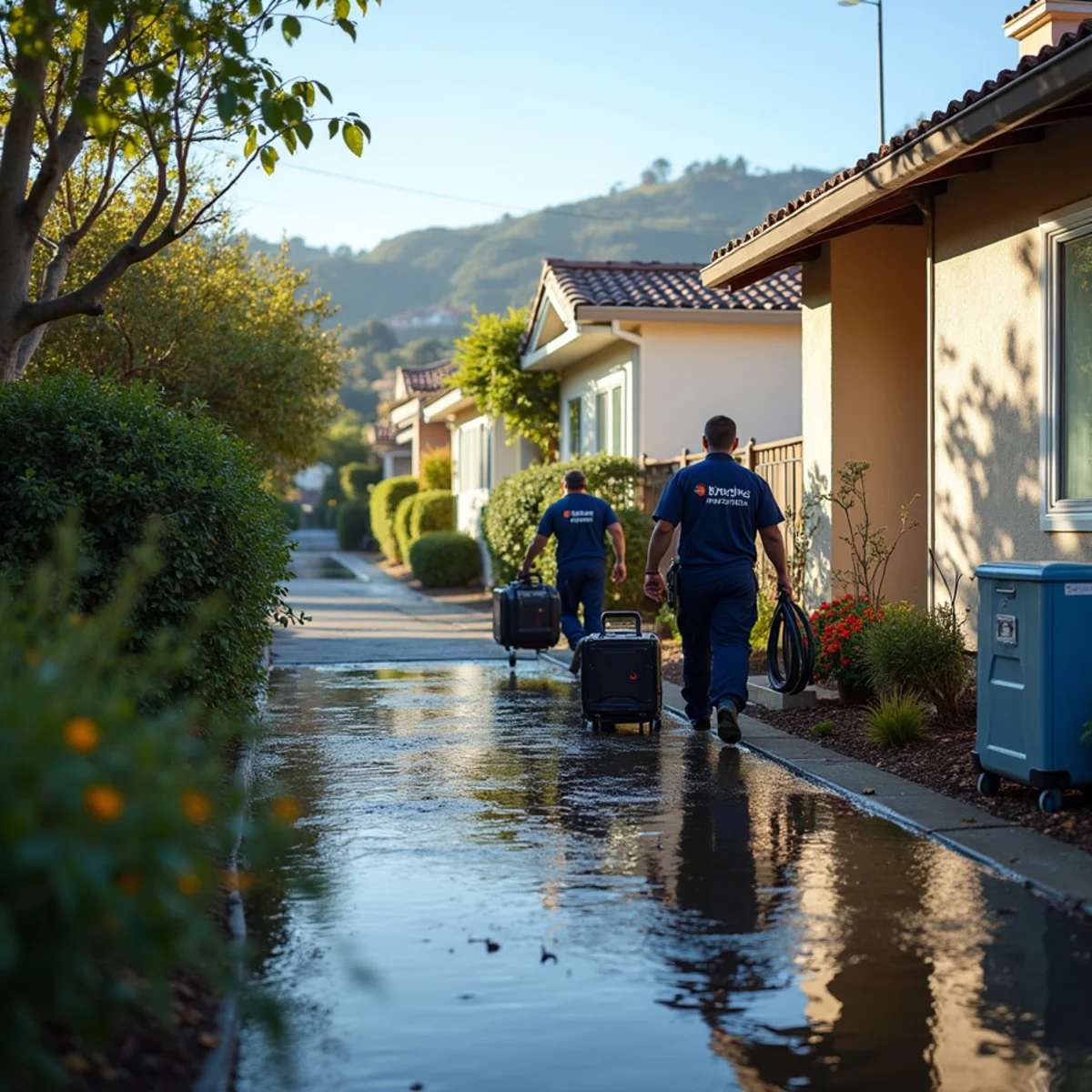 Water damage restoration response at a Brisbane, California property