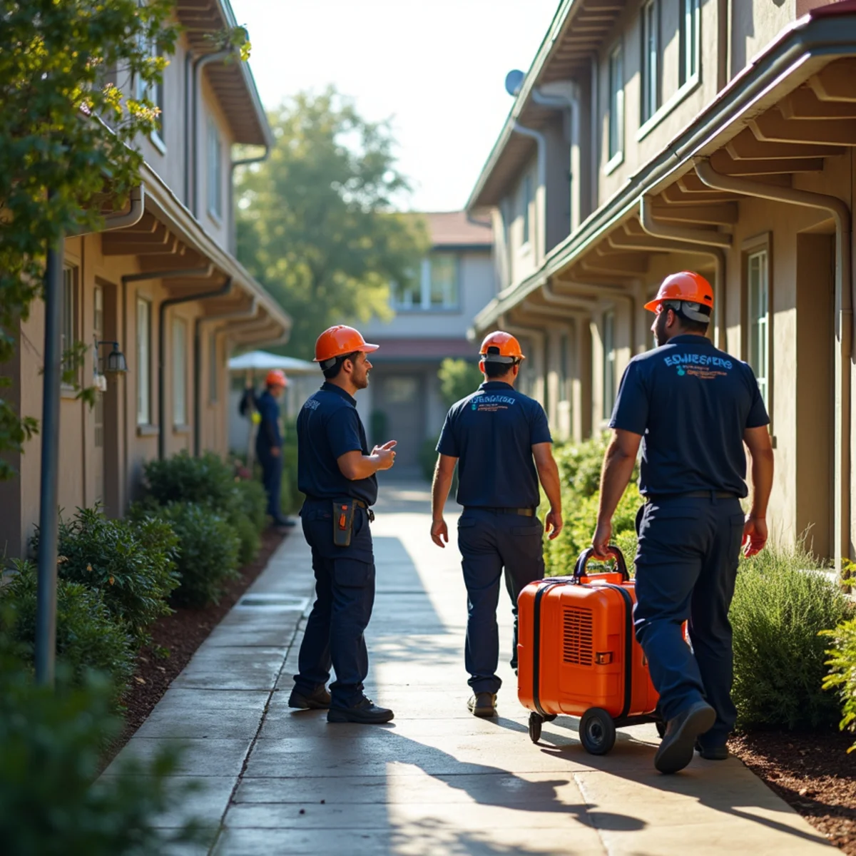 Water damage restoration response at a Stanford, California property
