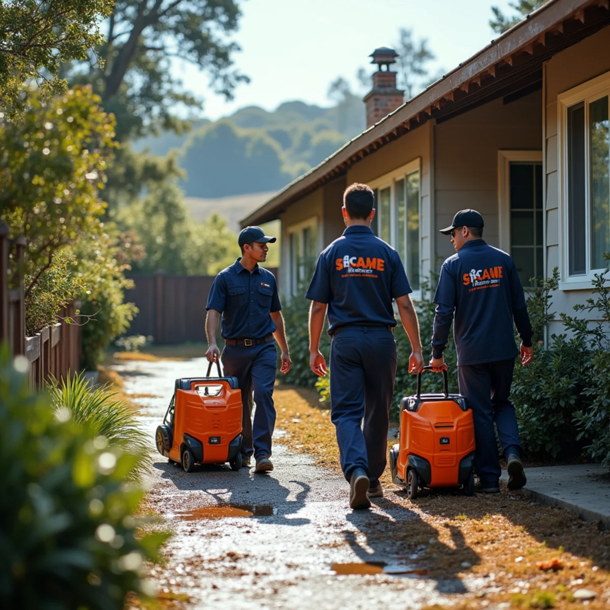 Water damage restoration response at a Woodside, California property