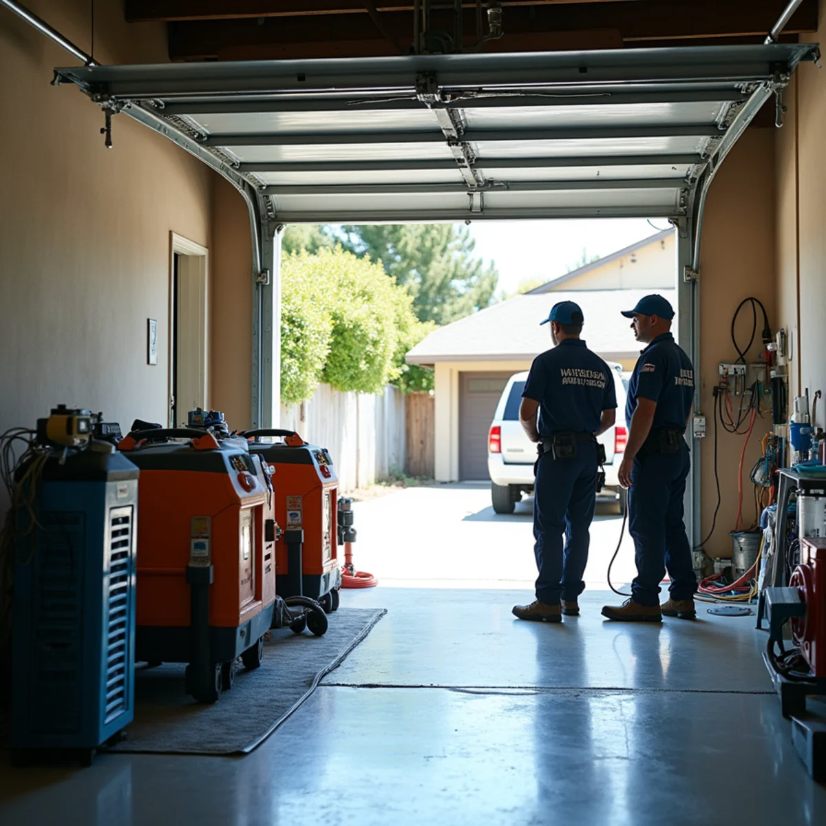 Water damage restoration equipment prepared for service in San Carlos