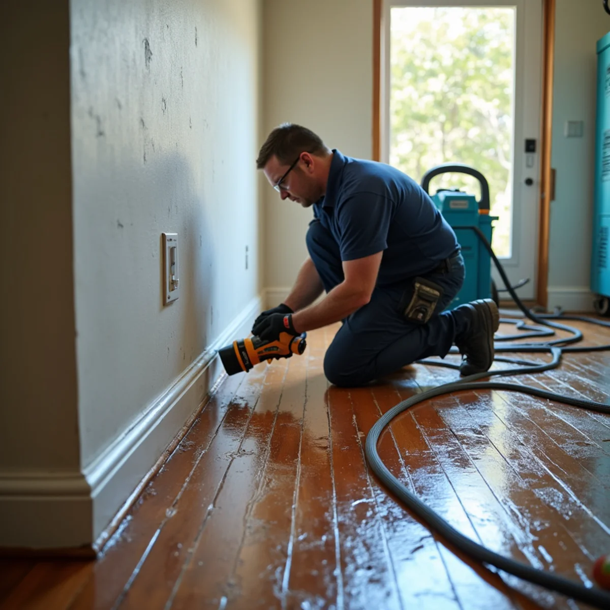 Water Damage Restoration technician working inside a San Carlos property